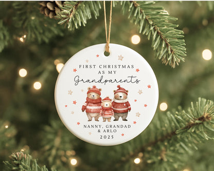 First Christmas As Grandparents Bauble Ornament Personalised Family Xmas Decoration Gift