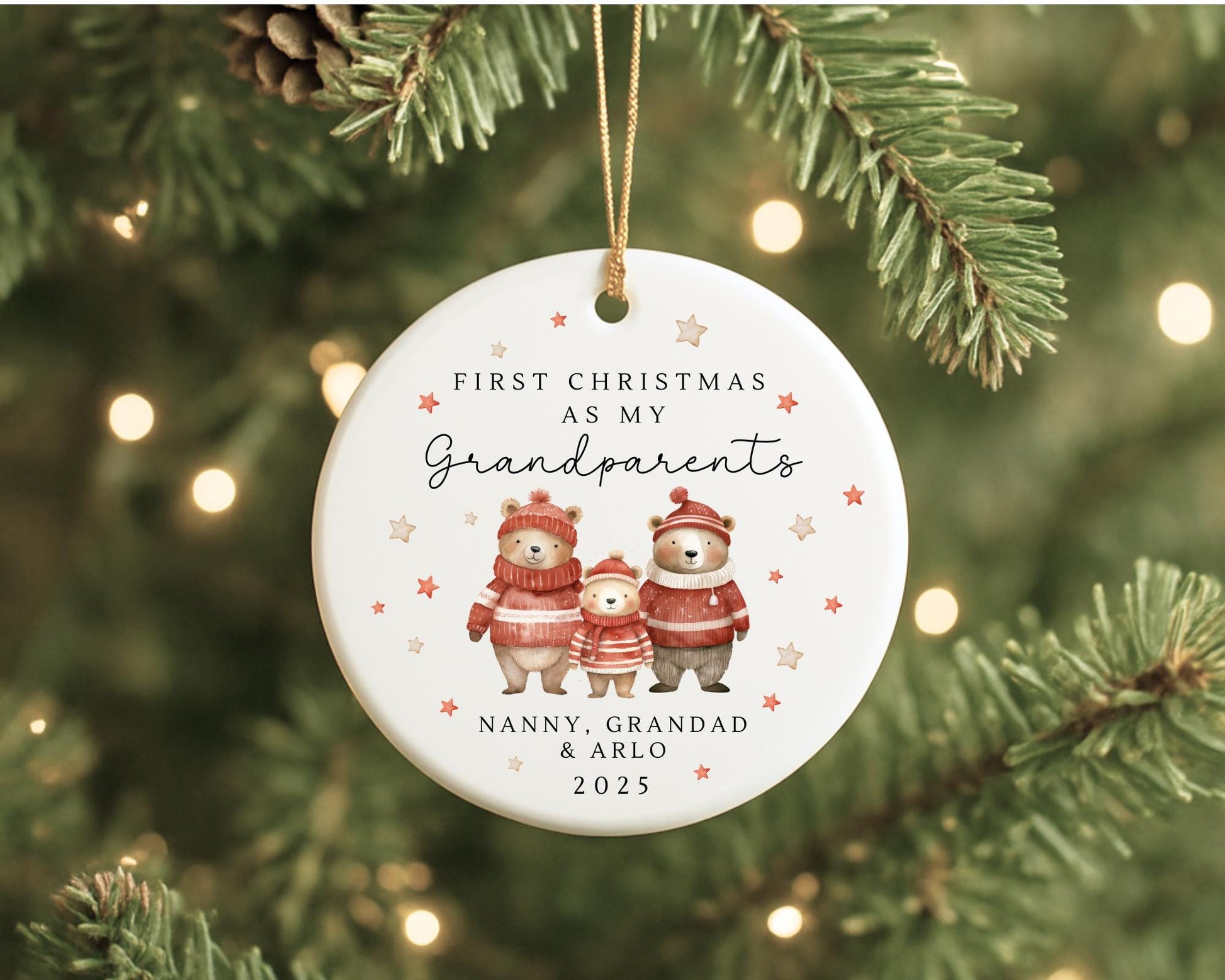 First Christmas As Grandparents Bauble Ornament Personalised Family Xmas Decoration Gift