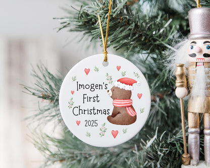 First Christmas Decoration Personalised Baby 1st Xmas Tree Bear Ornament