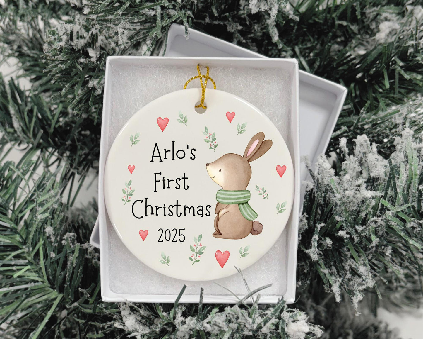 First Christmas Decoration Personalised Baby 1st Xmas Tree Bunny Ornament