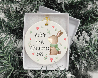 First Christmas Decoration Personalised Baby 1st Xmas Tree Bunny Ornament