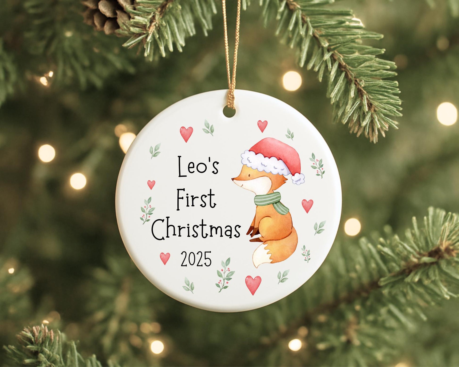 First Christmas Decoration Personalised Baby 1st Xmas Tree Fox Ornament