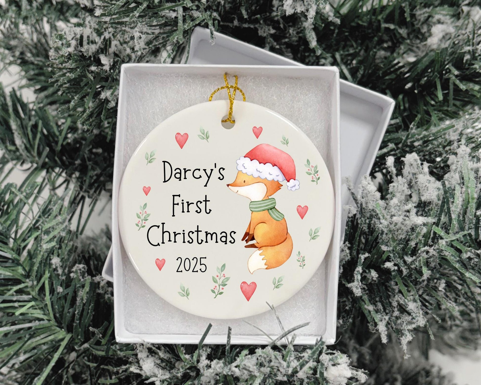 First Christmas Decoration Personalised Baby 1st Xmas Tree Fox Ornament