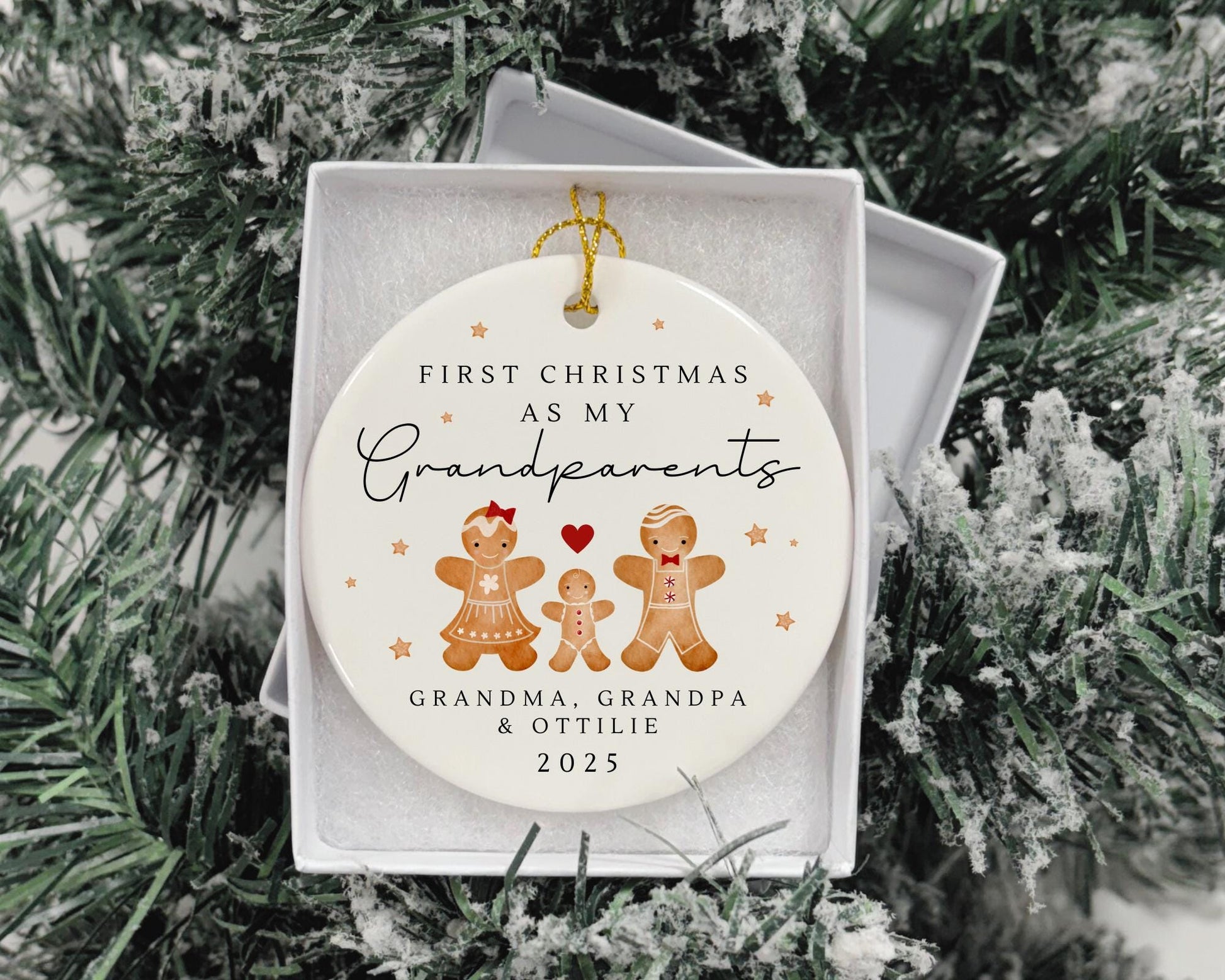 First Christmas As Grandparents Bauble Ornament Personalised Family Xmas Decoration Gift