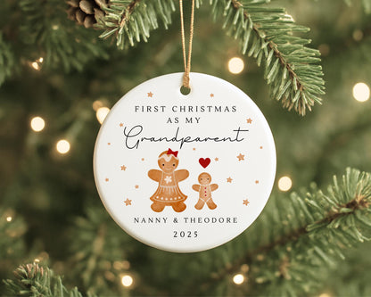 First Christmas As Grandparents Bauble Ornament Personalised Family Xmas Decoration Gift