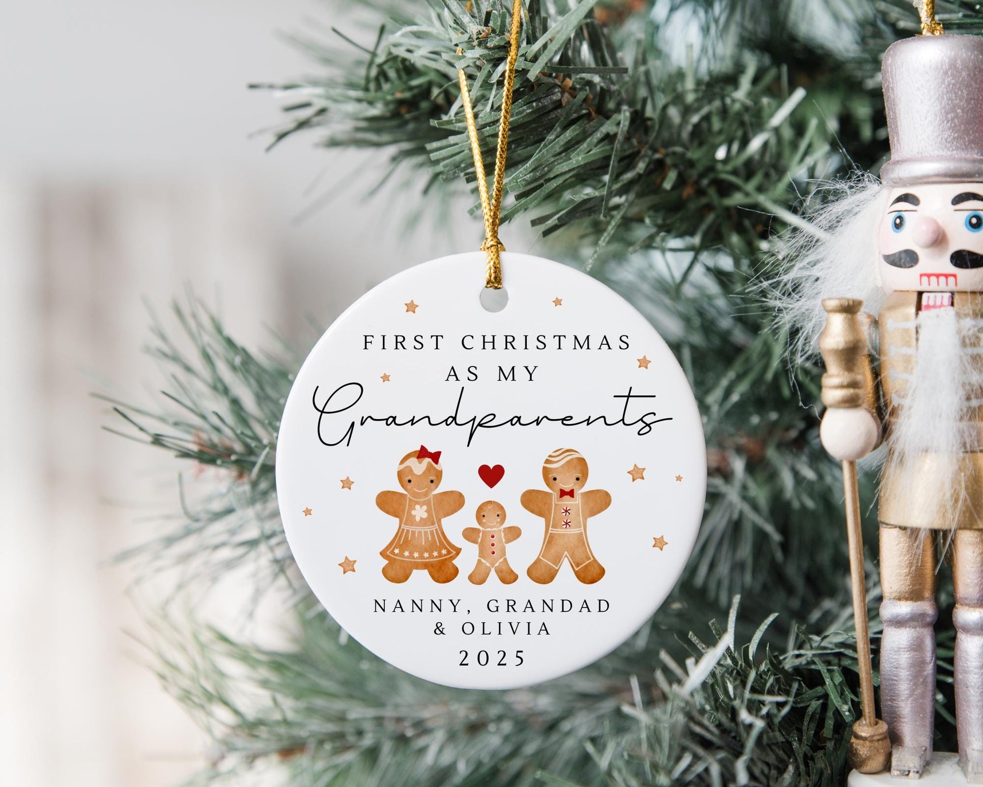 First Christmas As Grandparents Bauble Ornament Personalised Family Xmas Decoration Gift
