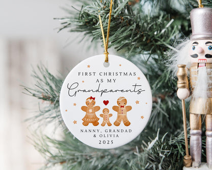 First Christmas As Grandparents Bauble Ornament Personalised Family Xmas Decoration Gift