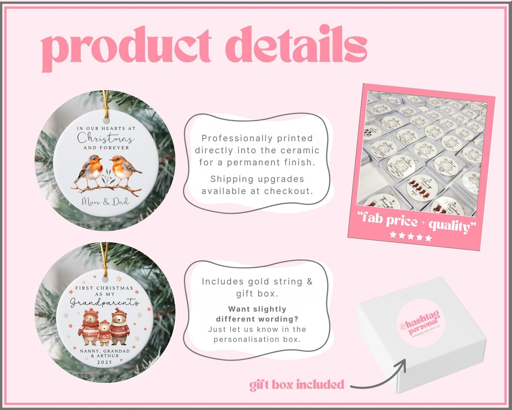 Auntie & Uncle Pregnancy Reveal Christmas Decoration Announcement Personalised Ornament Gift