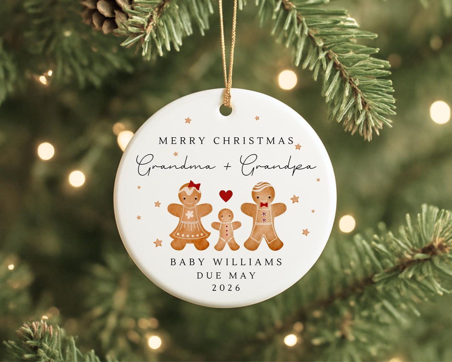 Grandparents Pregnancy Reveal Christmas Decoration Announcement Personalised Ornament Gift