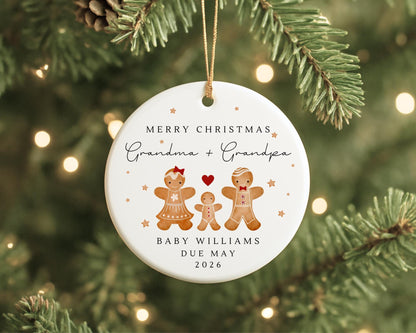 Grandparents Pregnancy Reveal Christmas Decoration Announcement Personalised Ornament Gift