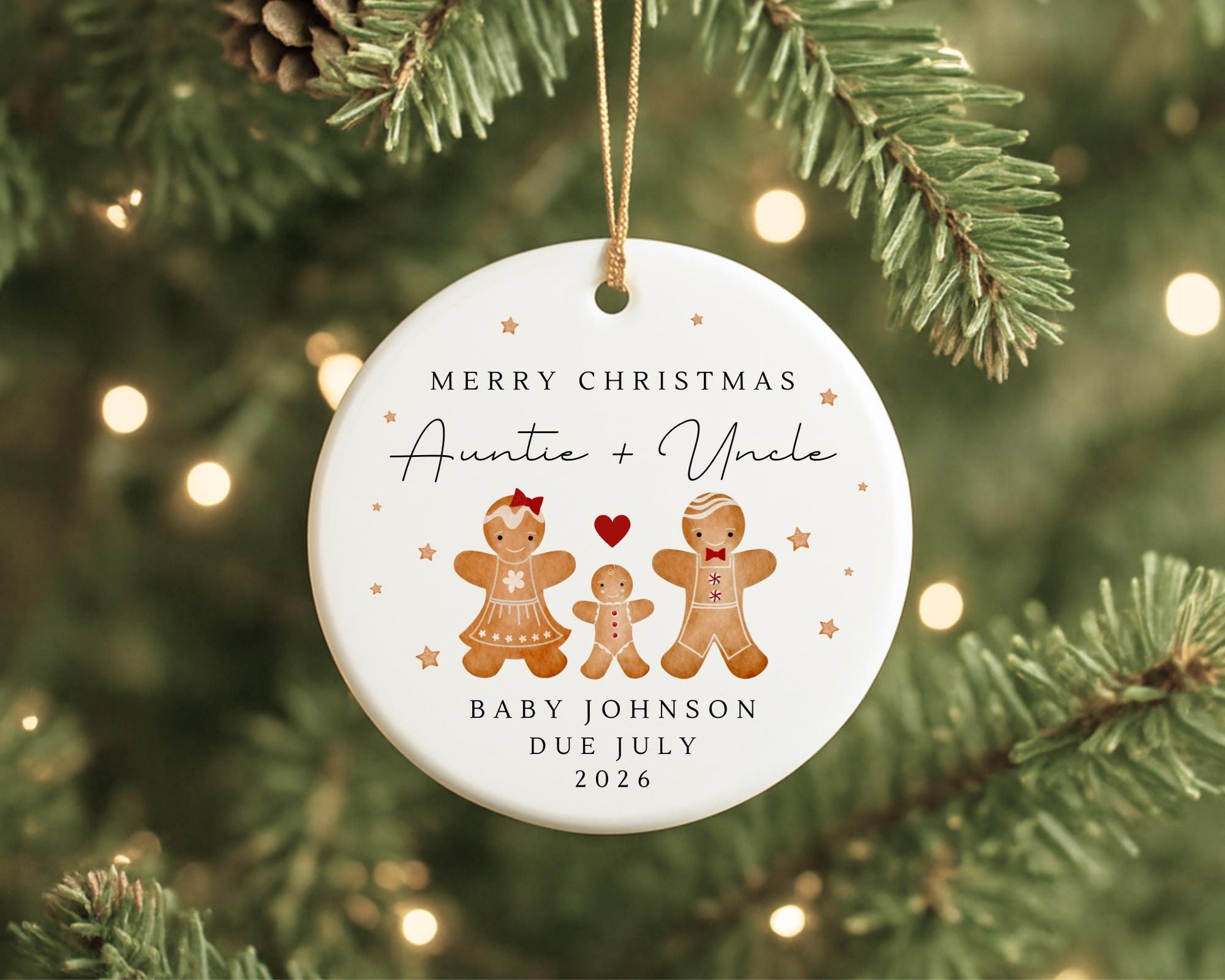 Auntie & Uncle Pregnancy Reveal Christmas Decoration Announcement Personalised Ornament Gift