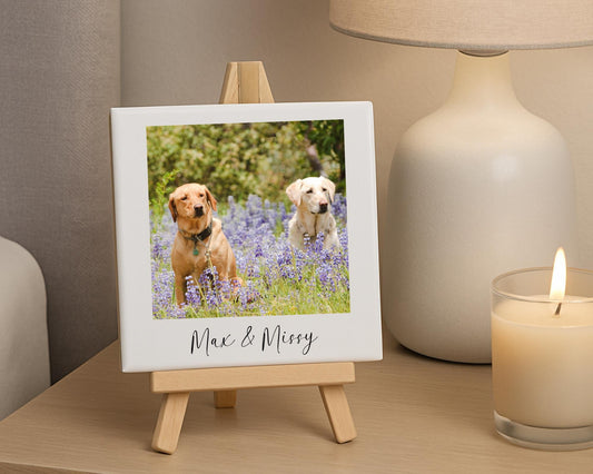 Personalised Pet Photo Ceramic Tile With Text Dog Gift
