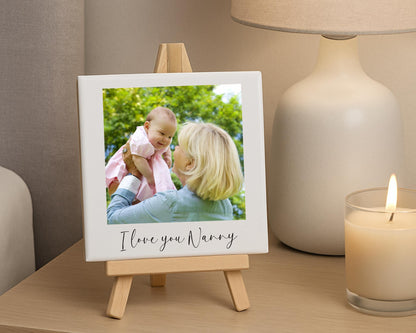 Personalised Grandparents Photo Tile Ceramic Custom Text Gift
