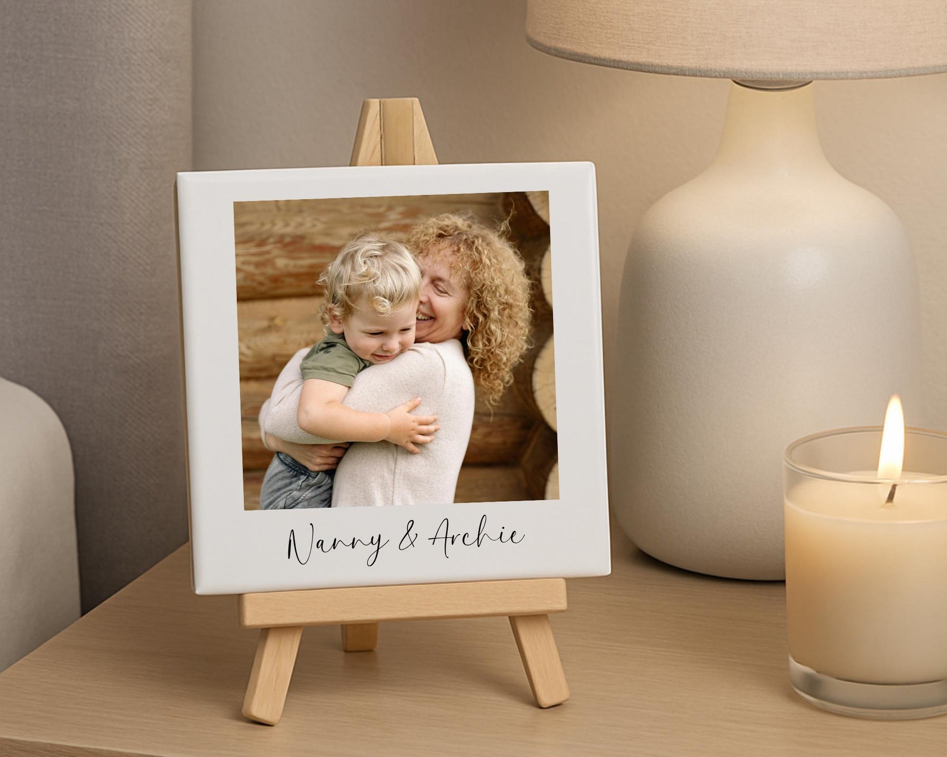 Personalised Grandparents Photo Tile Ceramic Custom Text Gift