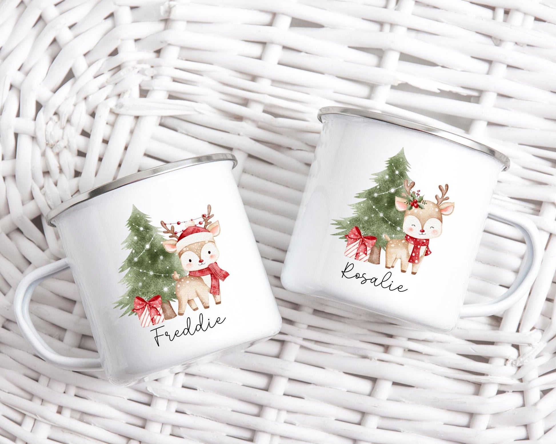 Personalised Children's Christmas Mug Enamel Kids Cup Gift