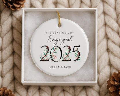 First Christmas Engaged Personalised Ceramic Ornament Engagement Decoration