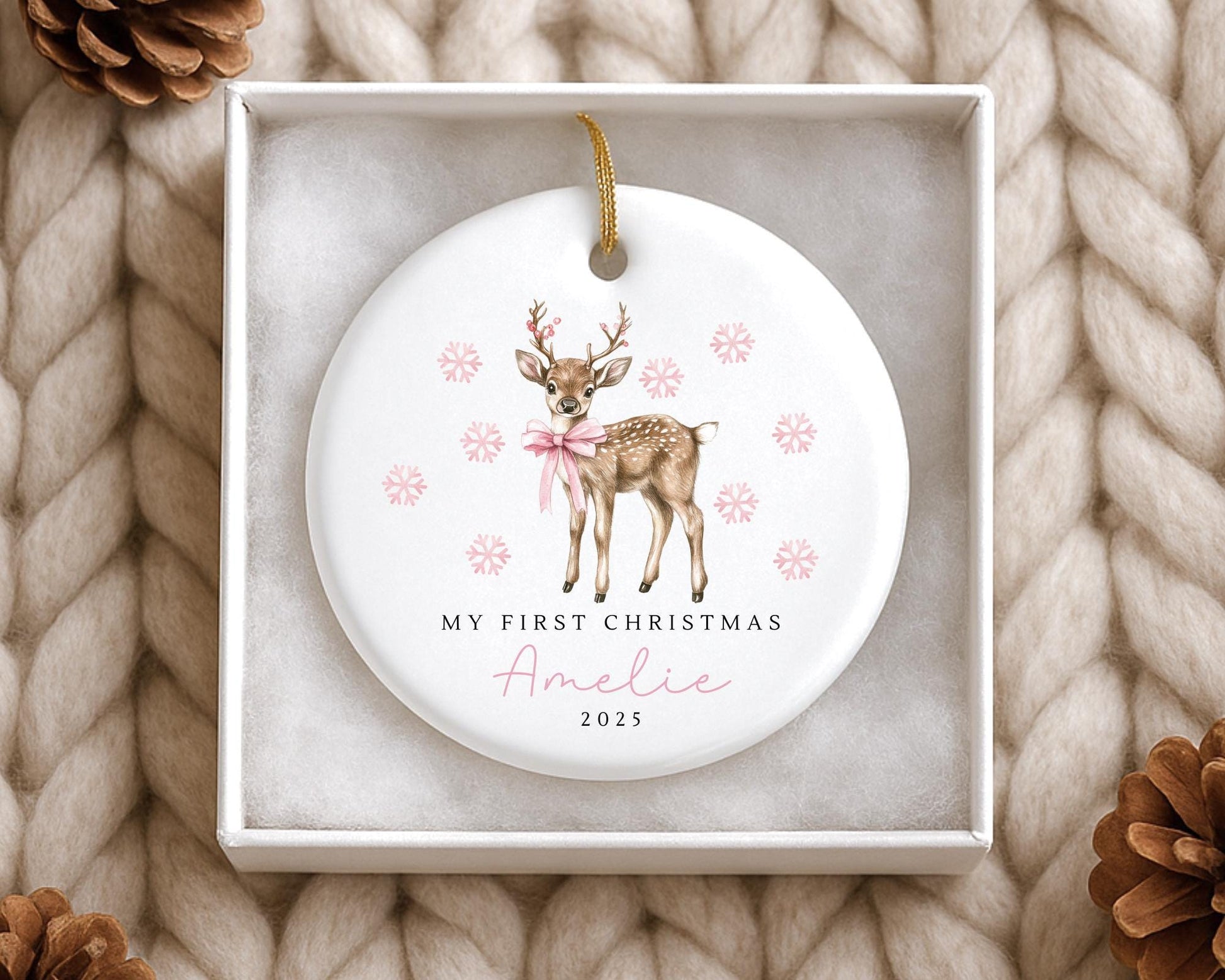 Baby First Christmas Ornament 1st Xmas Keepsake Tree Decoration Reindeer Gift