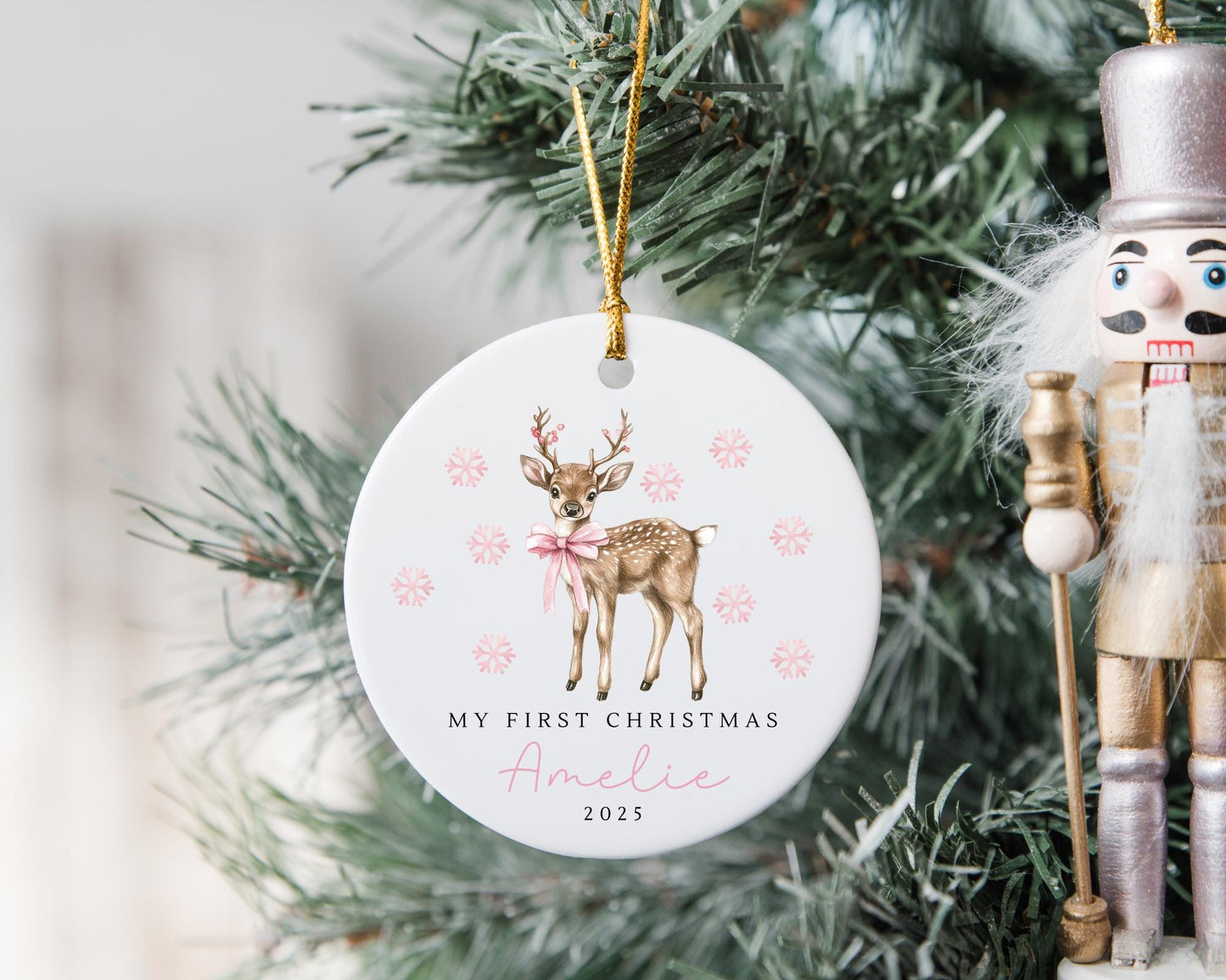 Baby First Christmas Ornament 1st Xmas Keepsake Tree Decoration Reindeer Gift