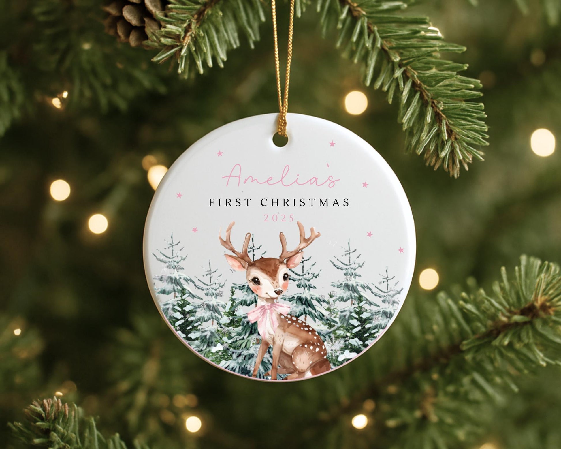 Baby First Christmas Ornament 1st Xmas Keepsake Tree Decoration Reindeer Gift