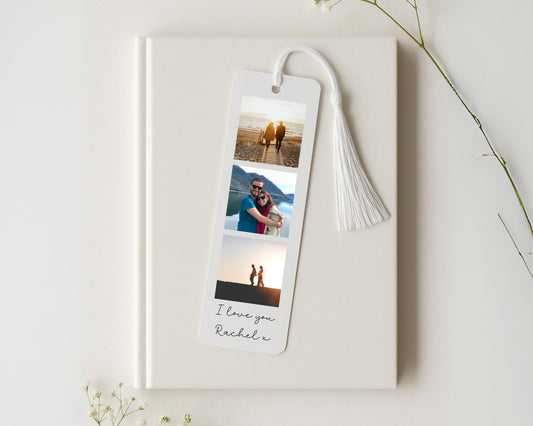 Personalised Couple Photo Bookmark Metal Anniversary Birthday Gift