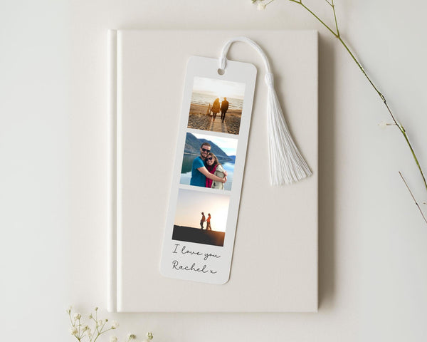 Personalised Couple Photo Bookmark Metal Anniversary Birthday Gift