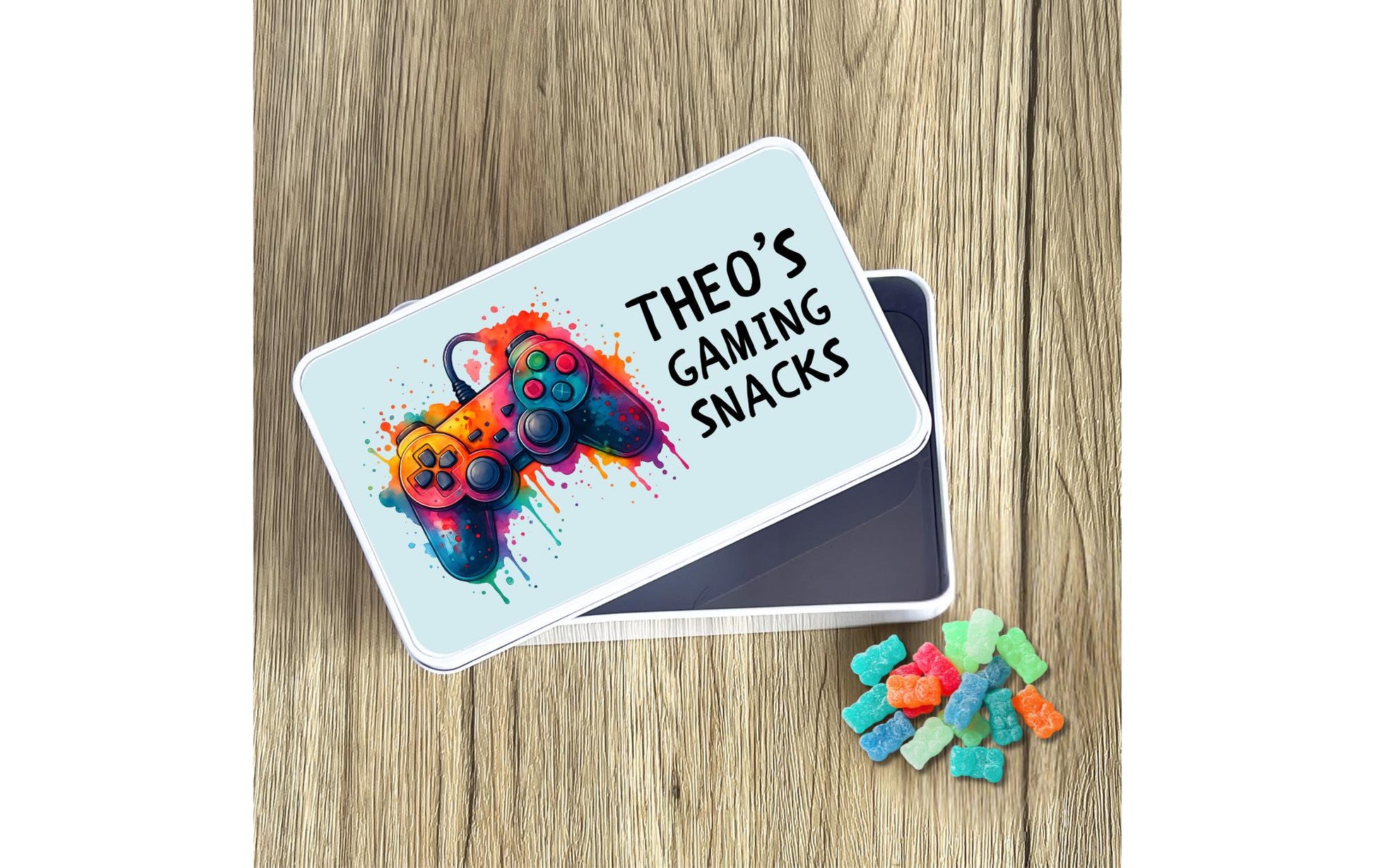 Personalised Gaming Snacks Tin Custom Gamer Treats Gift