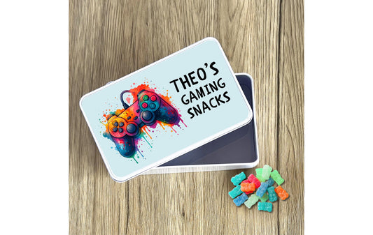 Personalised Gaming Snacks Tin Custom Gamer Treats Gift