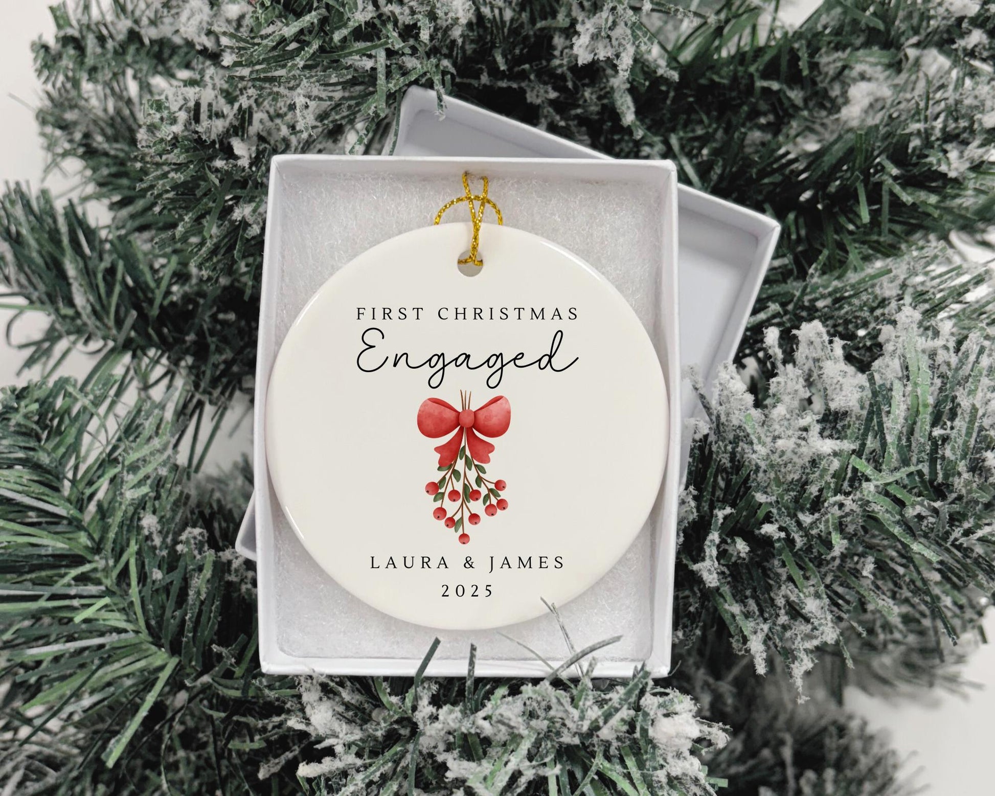 First Christmas Engaged Decoration Personalised Fiancé Couple Engagement Gift