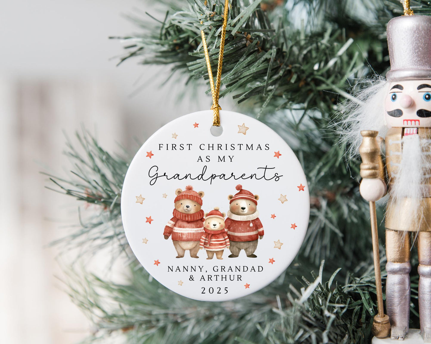 First Christmas As Grandparents Bauble Ornament Personalised Family Xmas Decoration Gift