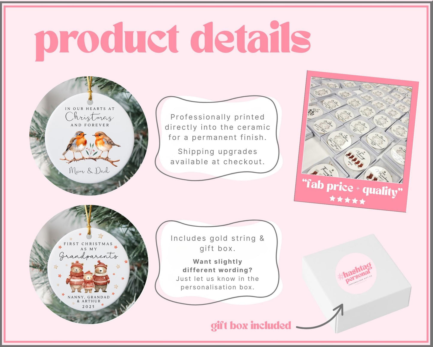 Memorial Christmas Decoration Personalised Gift Memory Remembrance Keepsake