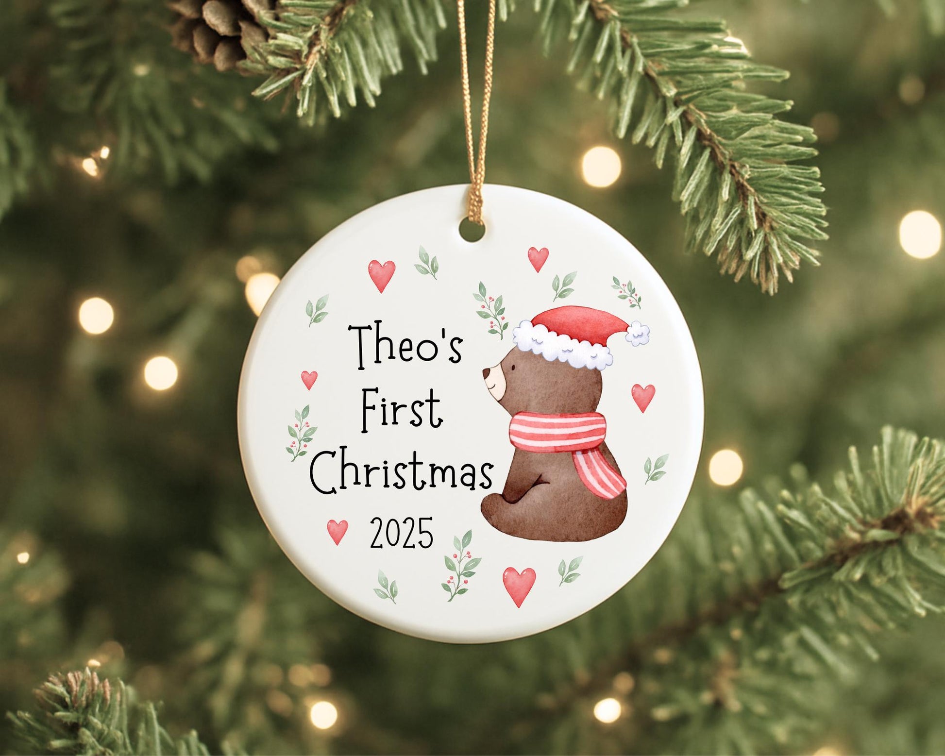 First Christmas Decoration Personalised Baby 1st Xmas Tree Bear Ornament