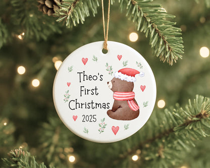 First Christmas Decoration Personalised Baby 1st Xmas Tree Bear Ornament