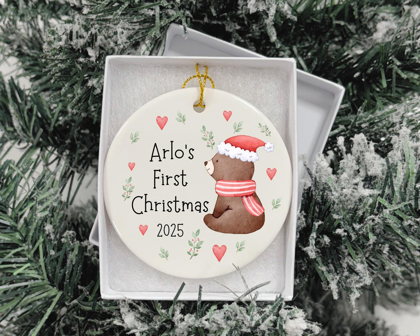 First Christmas Decoration Personalised Baby 1st Xmas Tree Bear Ornament