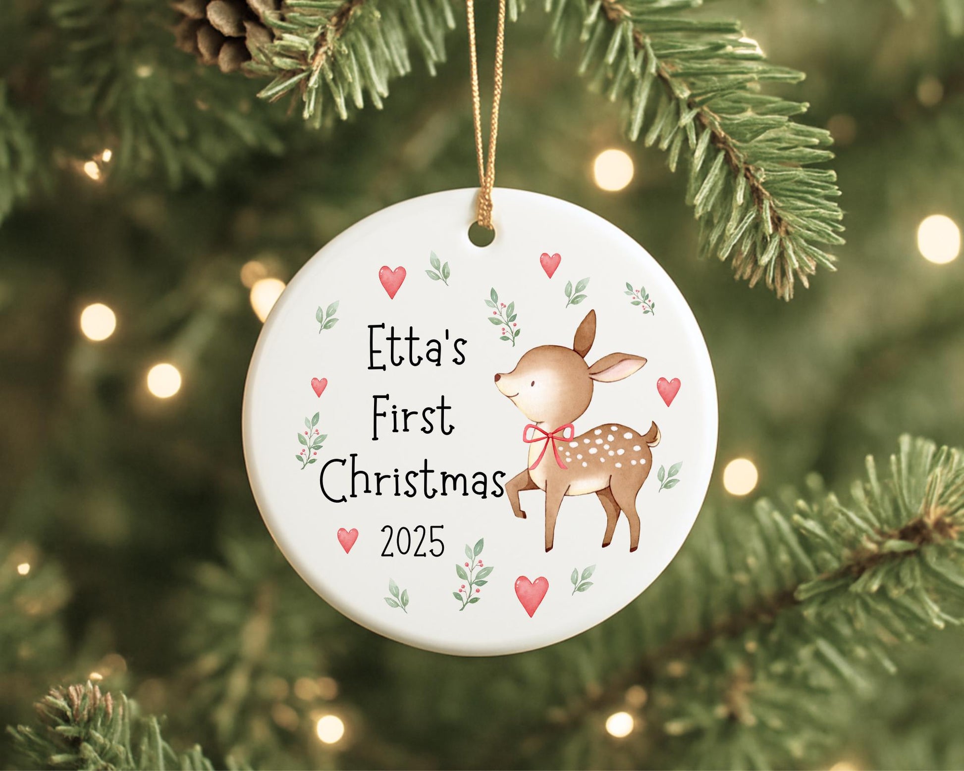 First Christmas Decoration Personalised Baby 1st Xmas Tree Deer Ornament