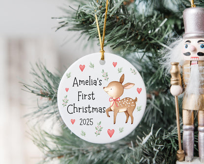 First Christmas Decoration Personalised Baby 1st Xmas Tree Deer Ornament