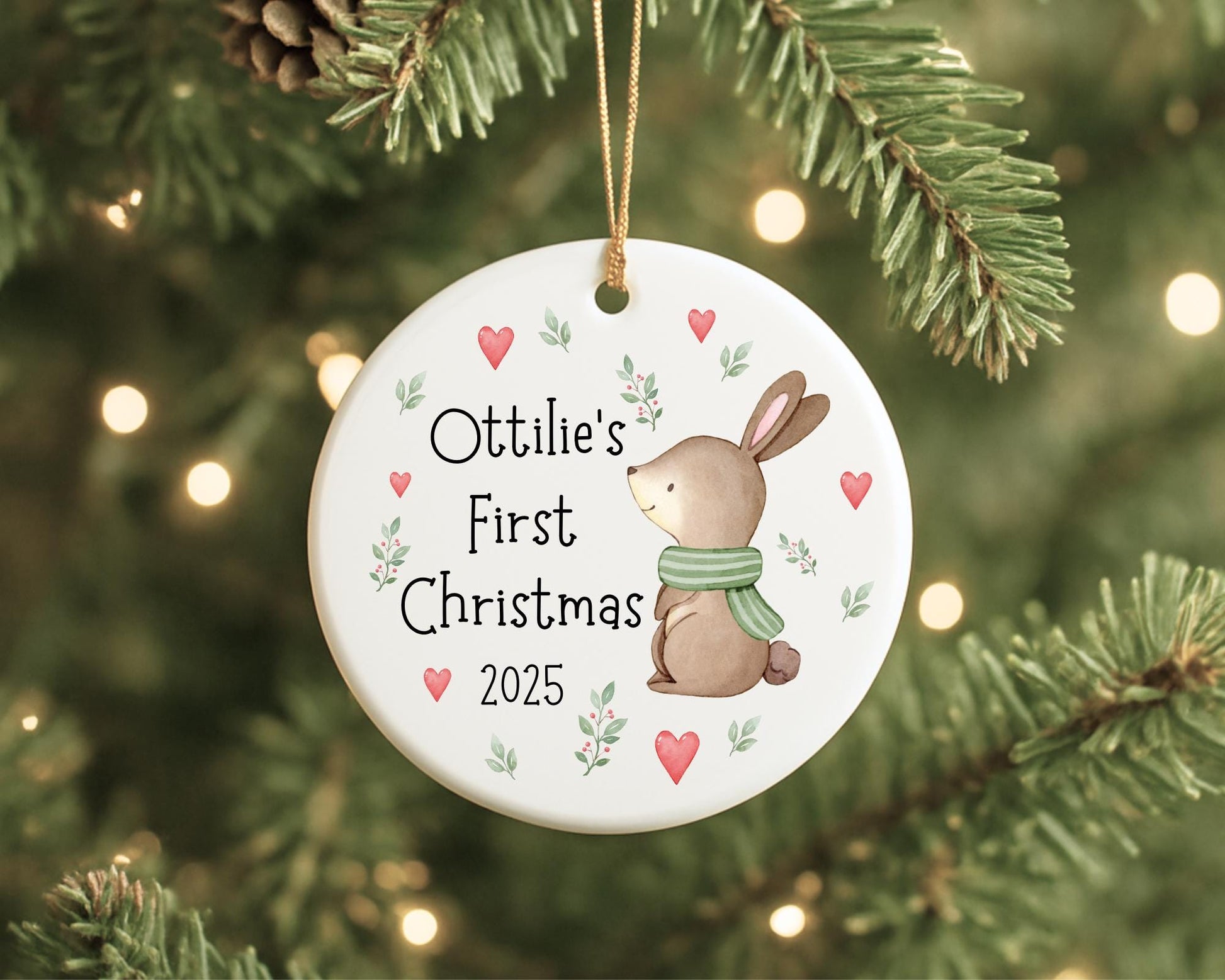 First Christmas Decoration Personalised Baby 1st Xmas Tree Bunny Ornament