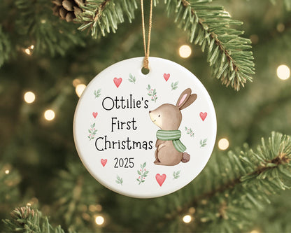 First Christmas Decoration Personalised Baby 1st Xmas Tree Bunny Ornament