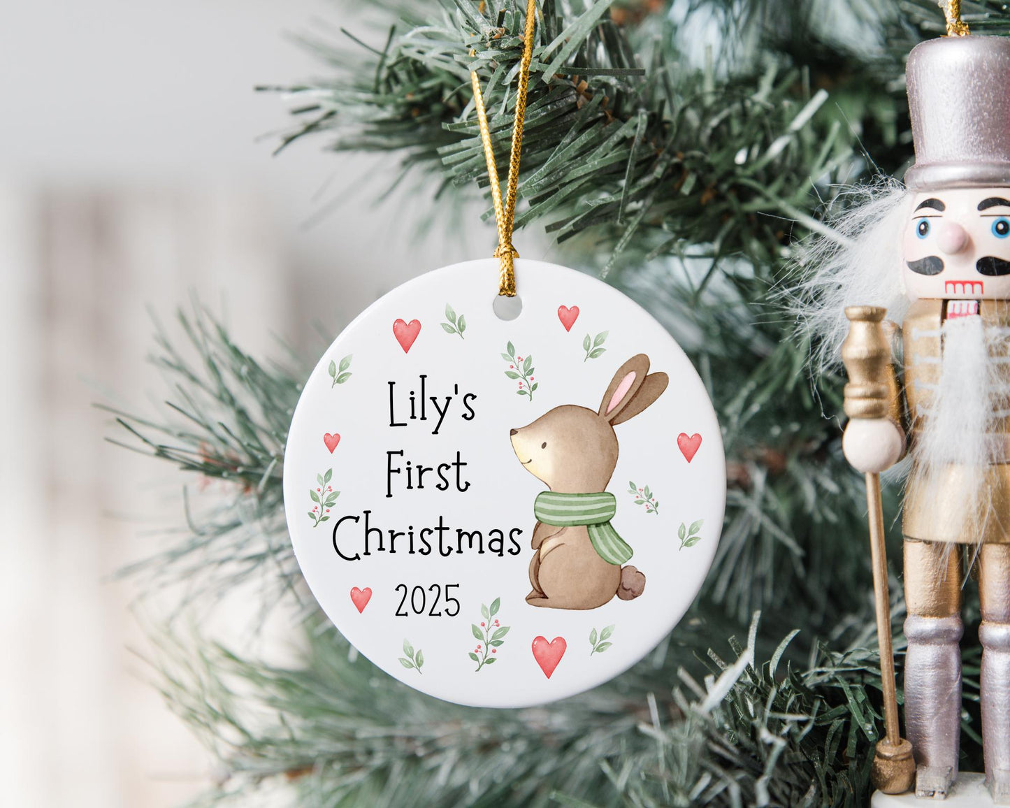 First Christmas Decoration Personalised Baby 1st Xmas Tree Bunny Ornament