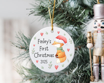 First Christmas Decoration Personalised Baby 1st Xmas Tree Fox Ornament