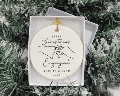 First Christmas Engaged Decoration Personalised Fiance Couple Ornament Gift