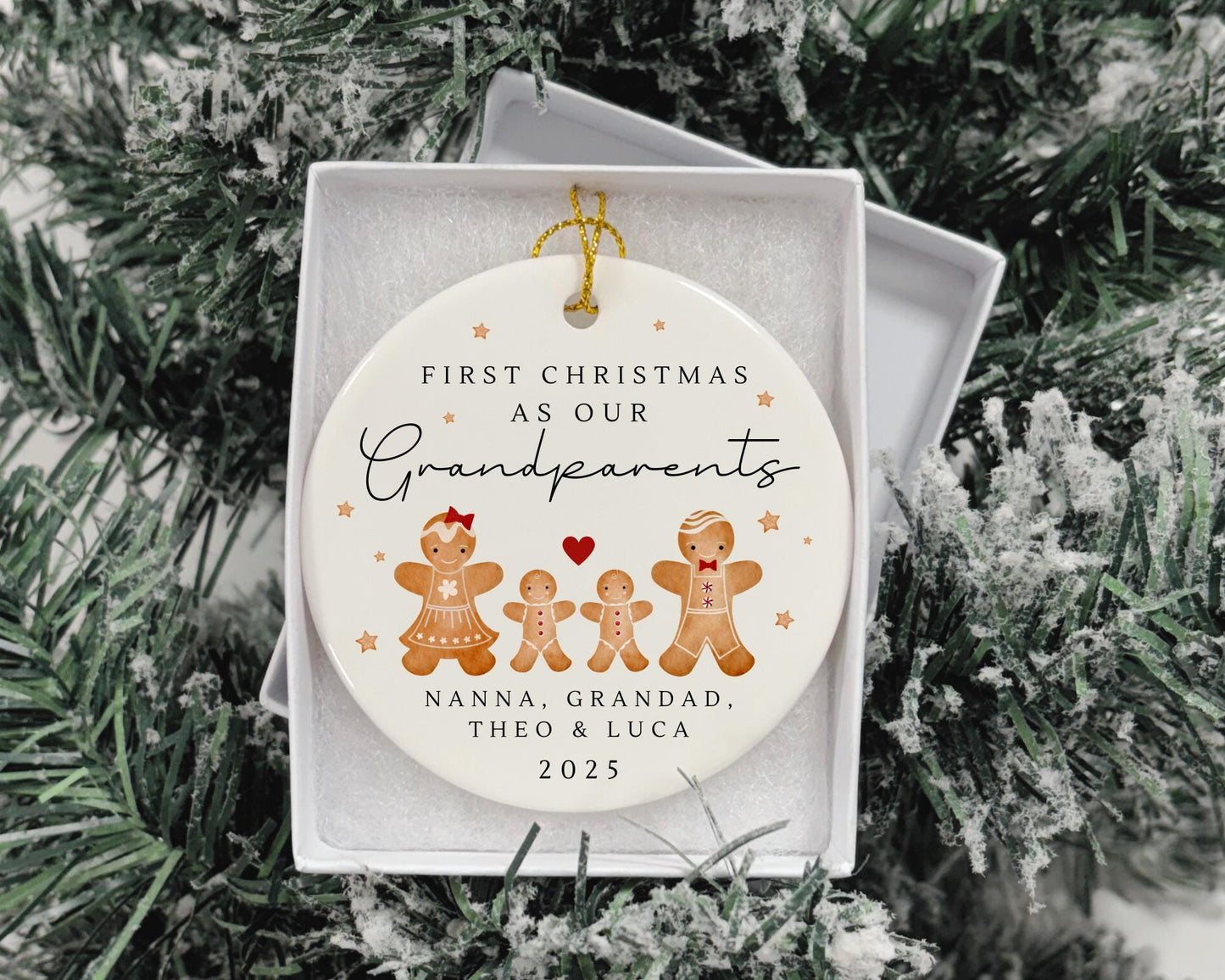 First Christmas As Grandparents Bauble Ornament Personalised Family Xmas Decoration Gift