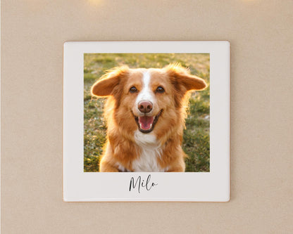 Personalised Pet Photo Ceramic Tile With Text Dog Gift
