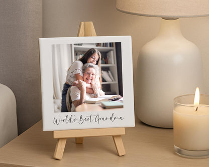 Personalised Grandparents Photo Tile Ceramic Custom Text Gift