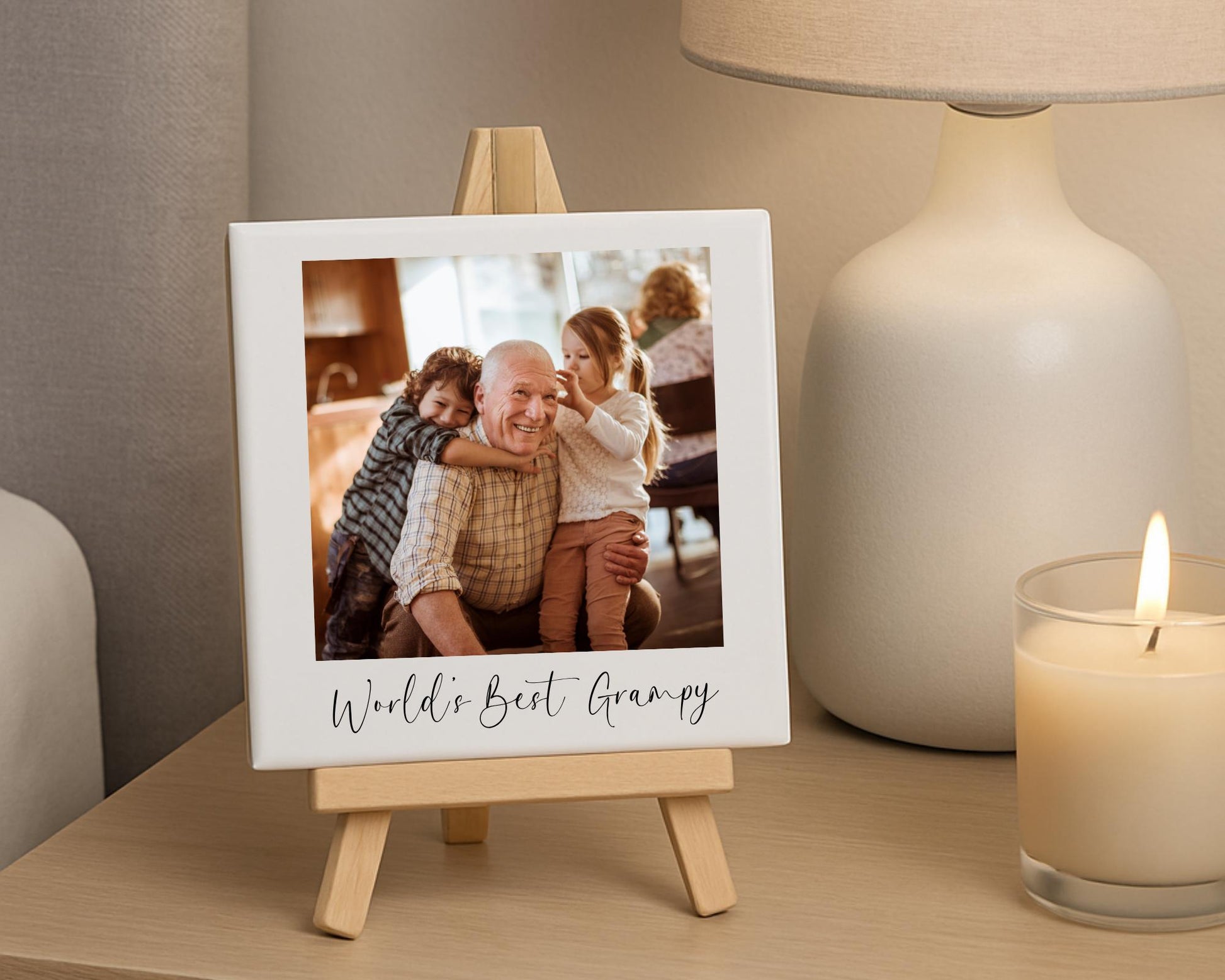 Personalised Grandparents Photo Tile Ceramic Custom Text Gift