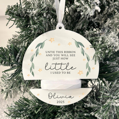 Childs Height Bauble Personalised Christmas Decoration Ribbon Baby Keepsake