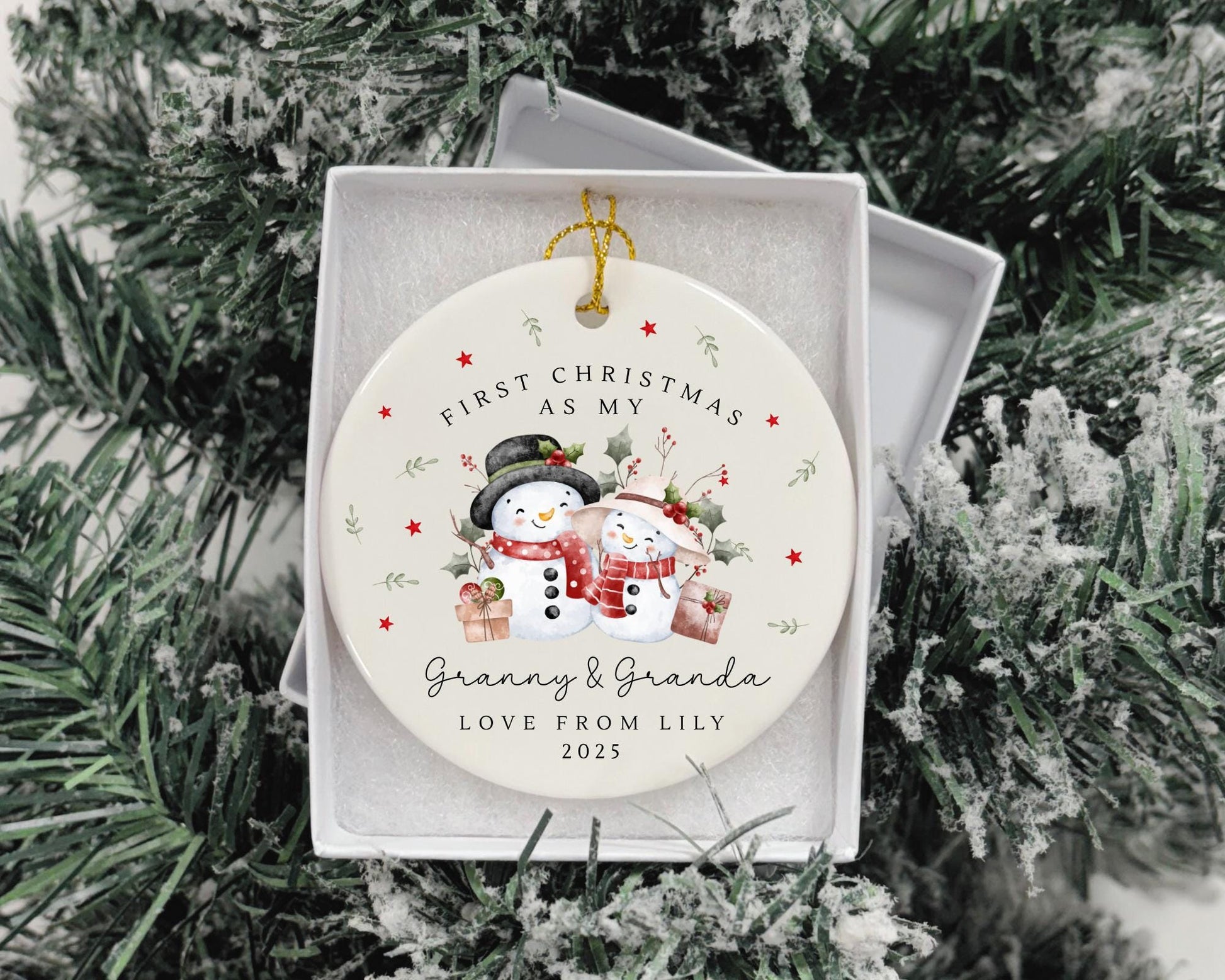 First Christmas As Nanny & Grandad Personalised Bauble Ornament Grandparents Xmas Decoration Gift
