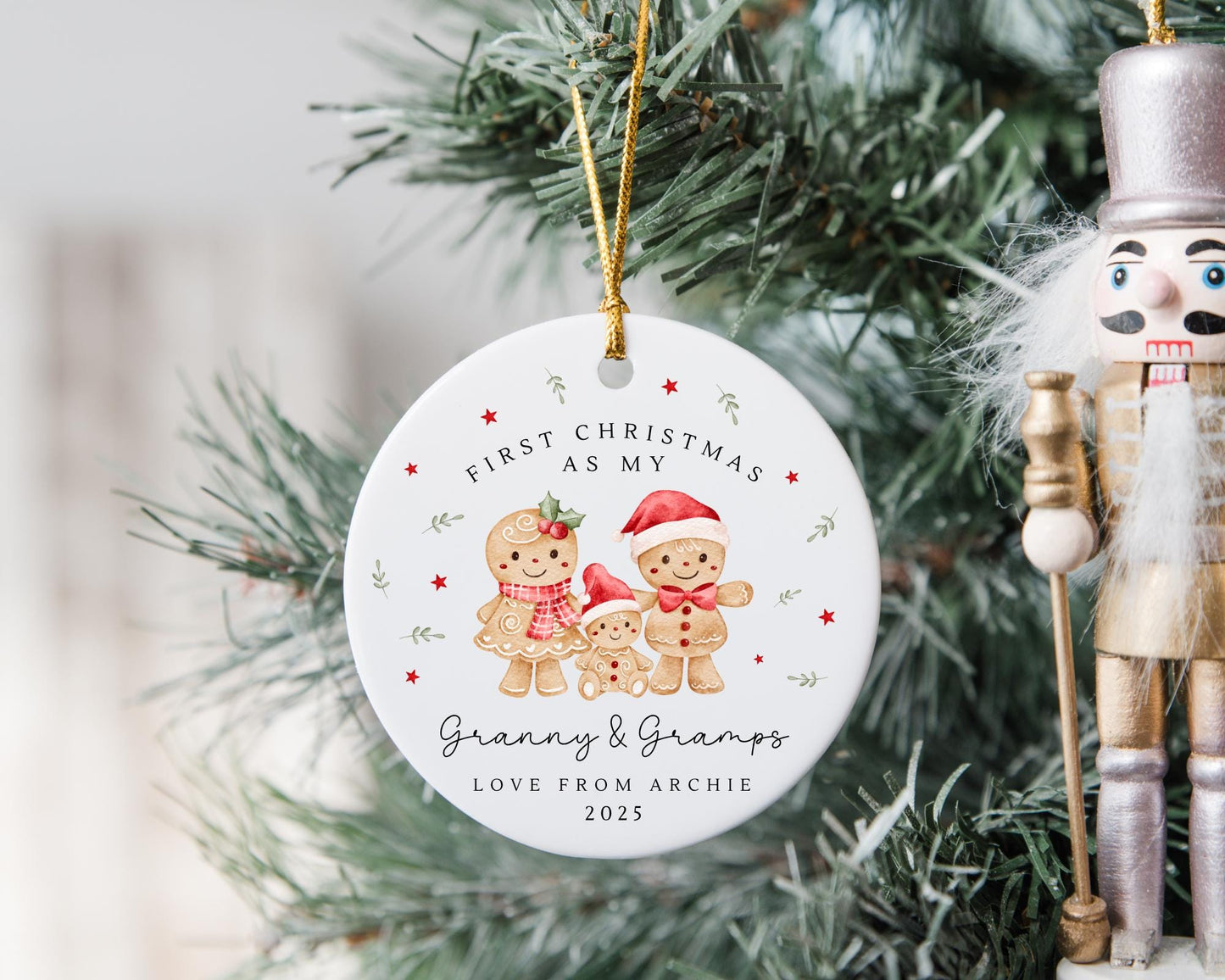 First Christmas As Nanny & Grandad Personalised Bauble Ornament Grandparents Xmas Decoration Gift