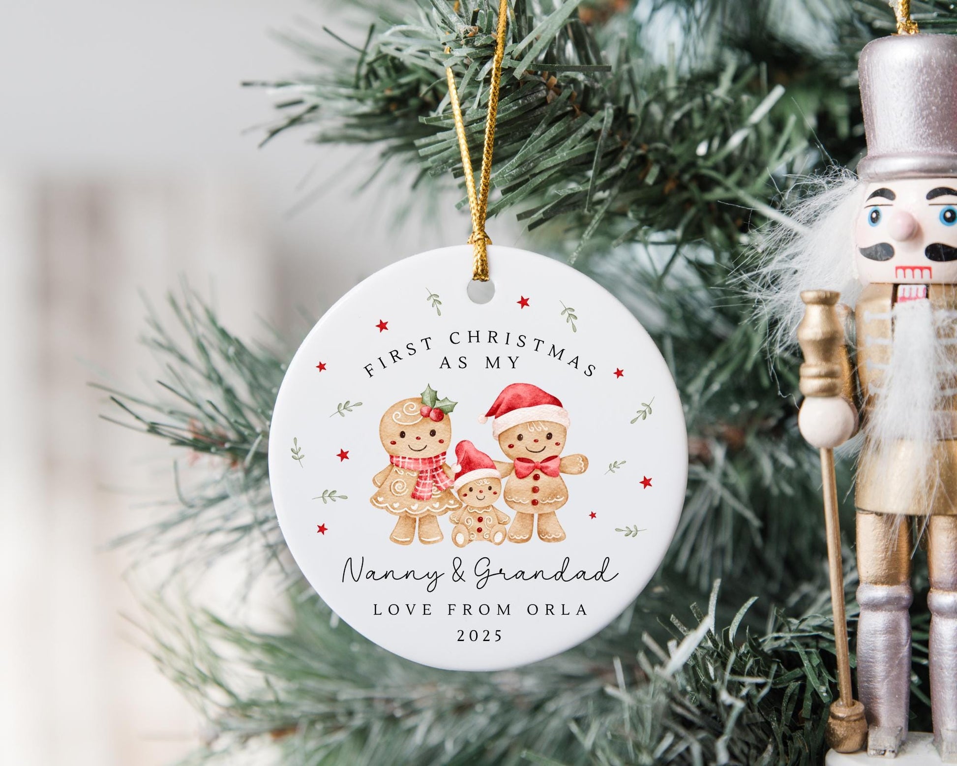 First Christmas As Nanny & Grandad Personalised Bauble Ornament Grandparents Xmas Decoration Gift