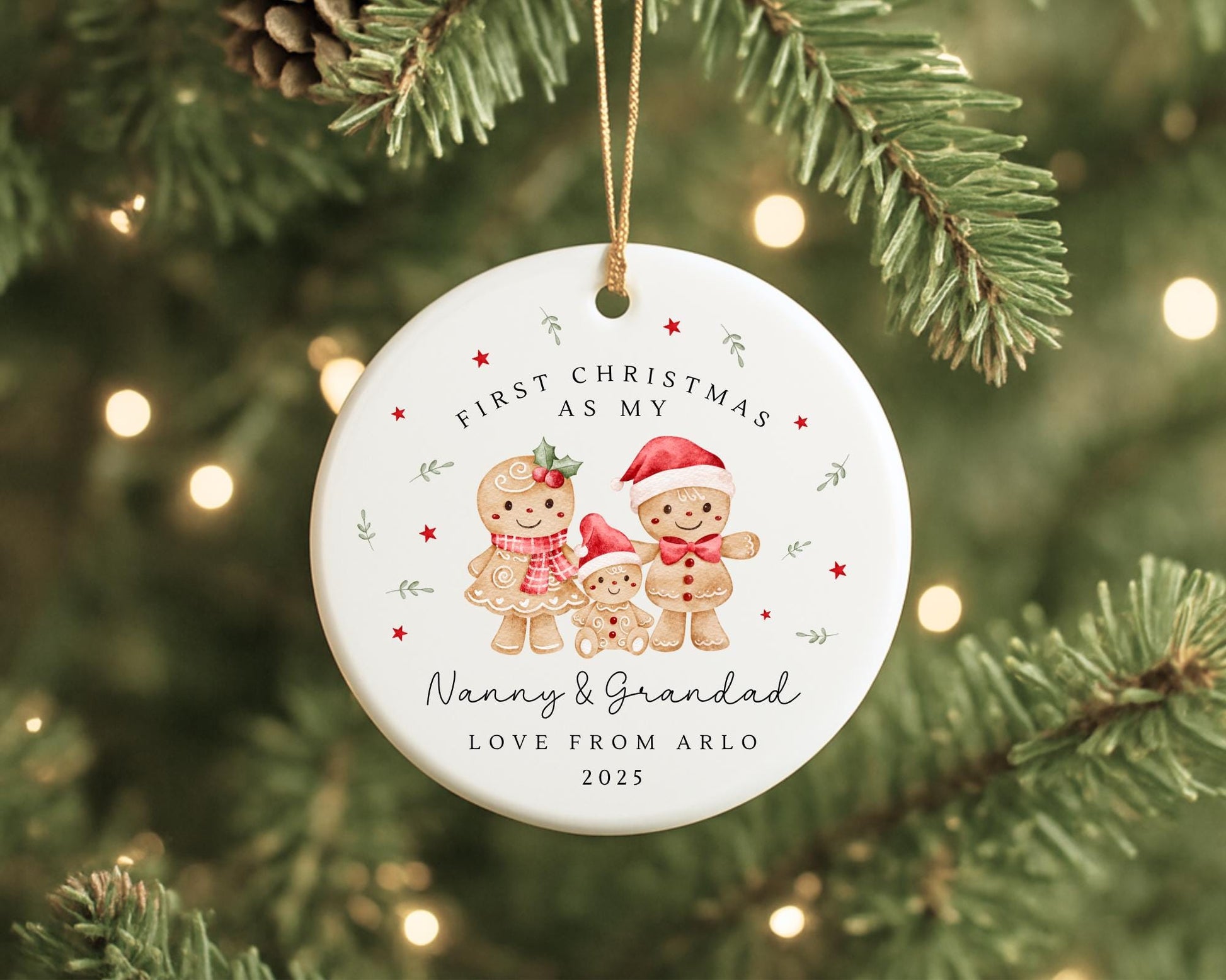 First Christmas As Nanny & Grandad Personalised Bauble Ornament Grandparents Xmas Decoration Gift