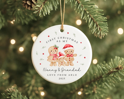 First Christmas As Nanny & Grandad Personalised Bauble Ornament Grandparents Xmas Decoration Gift
